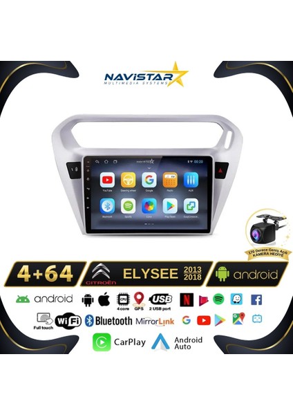 Citroen Elysee 2+32GB Kablosuz Carplay 2013-2018 Android 13 Navi