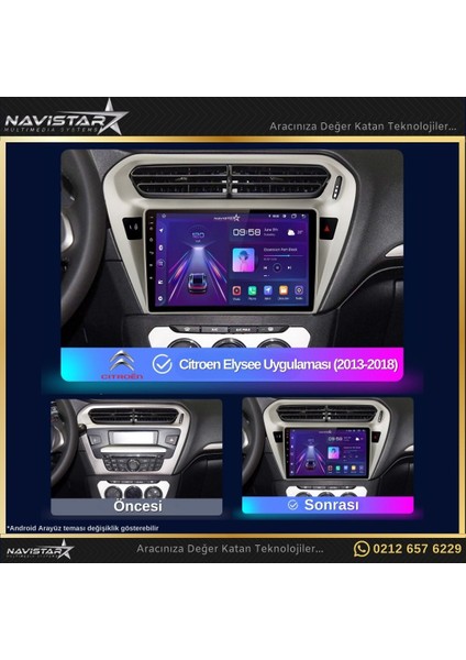 Citroen Elysee 2+32GB Kablosuz Carplay 2013-2018 Android 13 Navi