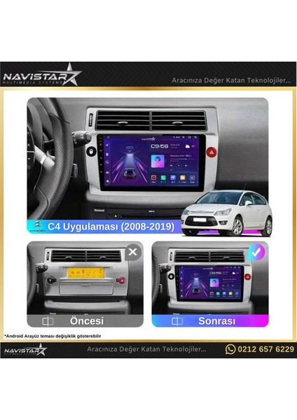 Citroen C4  2004-2011 Model 2gb + 32GB Android 13 Kablosuz Carpl