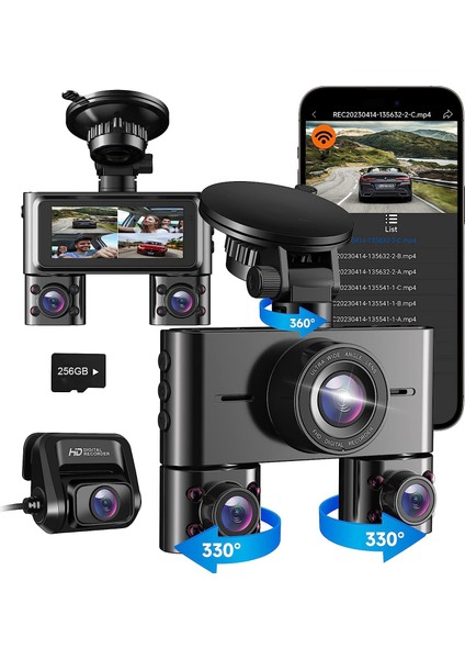 Joy-4-Eyes 4 Yönlü 360° Araç İçi Kamera (Wi-fi & Mobil Uygulama Özellikli)