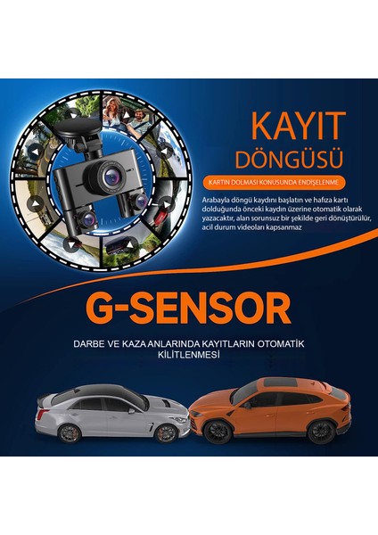 Joy-4-Eyes 4 Yönlü 360° Araç İçi Kamera (Wi-fi & Mobil Uygulama Özellikli)