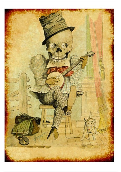 Mandolin Çalan Model Ahşap Tablo