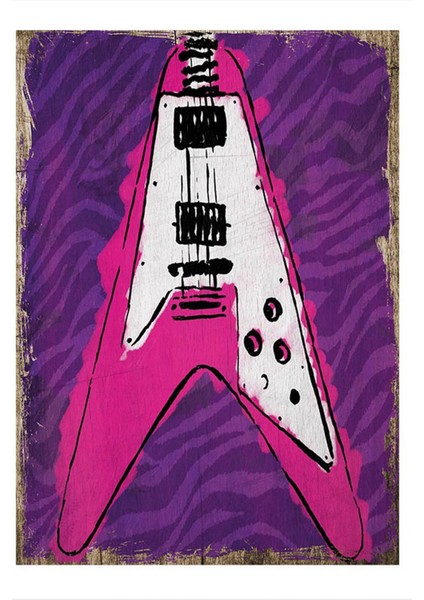 Pembe Gitar Model Mdf Tablo