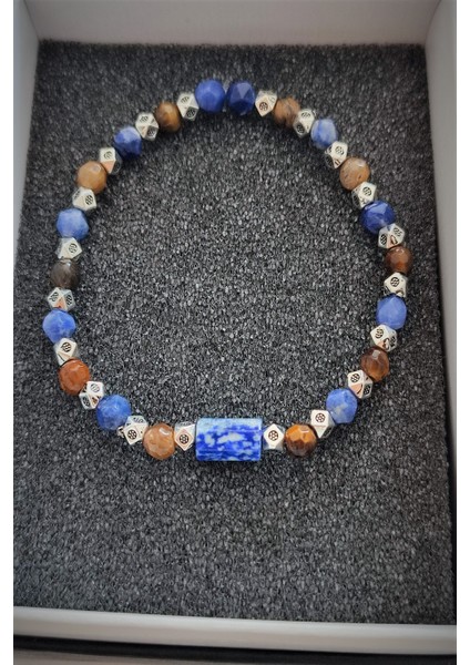 4 mm Lapis Lazuli, Kaplangözü Erkek Doğal Taş Bileklik