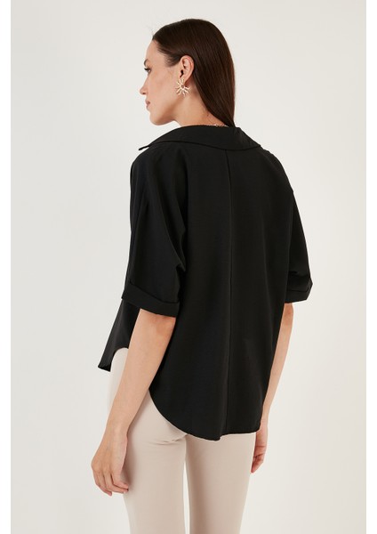 Pamuklu Oversize Kısa Kollu Gömlek Bayan Gömlek 6234759