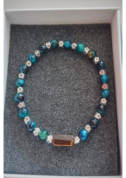 4 mm Mavi Kaplangözü Erkek Doğal Taş Bileklik