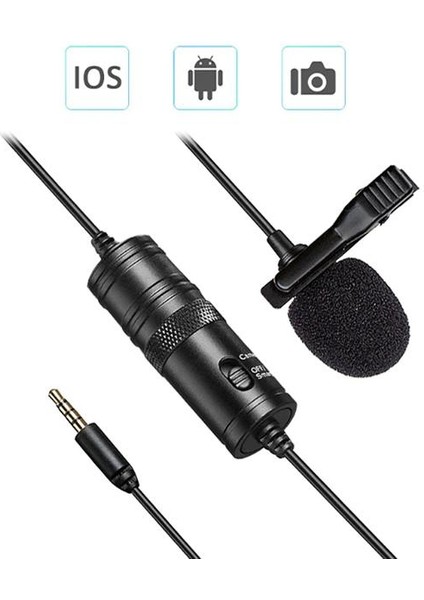 6 Metre 3.5mm Profesyonel Yaka Mikrofonu Canlı Yayın Youtober Mikrofonu Gürültü Engelleme Mikrofon