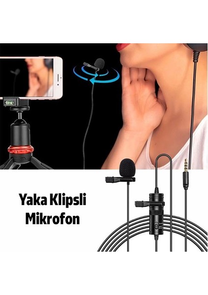6 Metre 3.5mm Profesyonel Yaka Mikrofonu Canlı Yayın Youtober Mikrofonu Gürültü Engelleme Mikrofon