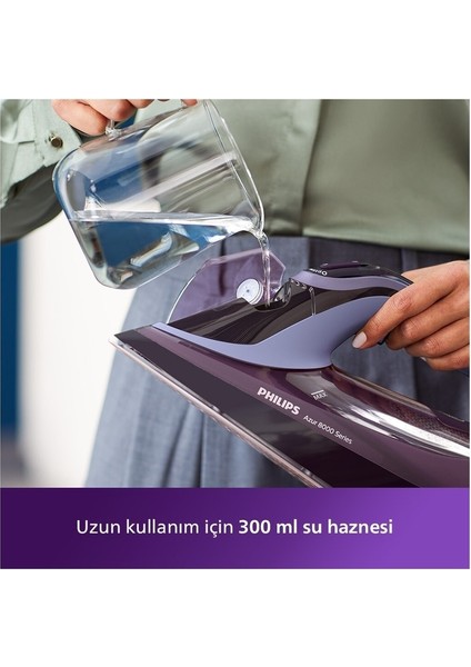 Azur 8000 Serisi Buharlı Ütü , 300 ml , Şok Buhar Gr/dk 240 , 3000 W , Mor fırsatları