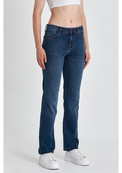 Kadın Gabriel Dark Blue Straight Fit Lyocell Jean Pantolon fiyatları
