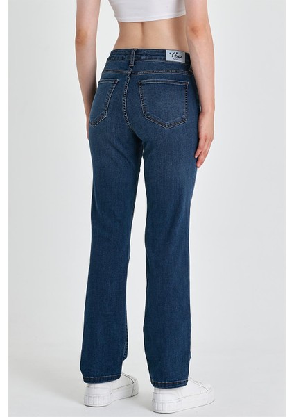 Kadın Gabriel Dark Blue Straight Fit Lyocell Jean Pantolon fırsatları