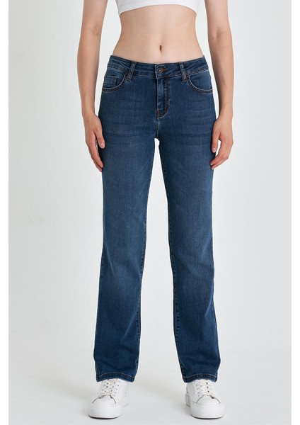 Kadın Gabriel Dark Blue Straight Fit Lyocell Jean Pantolon indirimleri