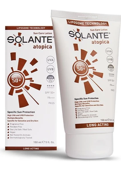 Atopica Spf 50 Lotion 150Ml Solante Atopik Dermatitli Ciltler İçin Güneş Koruyucu Losyon