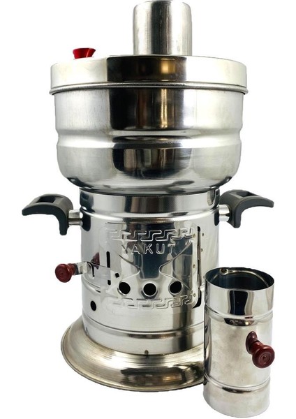 Paslanmaz 5 Litre Çelik Odunlu Semaver Tek Musluk Demliksiz