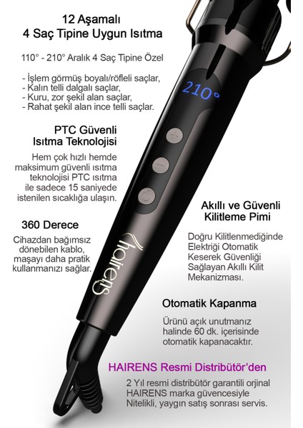 HRS-960 - 4 Parça Saç Şekillendirme Seti | Wag Maşa & Afro İnce Maşa & 25 mm. Maşa