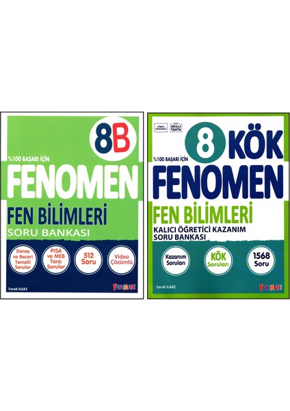 Fenomen 8. Sınıf Lgs Fen Bilimleri (B)+Fen Bilimleri Kök Soru Bankası 2 Kitap
