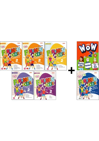 Fenomen 2. Sınıf Seti 5 Kitap+Wow English (Practice Book-Workbook-Test Book)+Deneme 7 Kitap