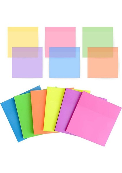 Şeffaf Renkli Postit Yapışkan Post-It Not Kağıdı Karenot 5 Li Set-2