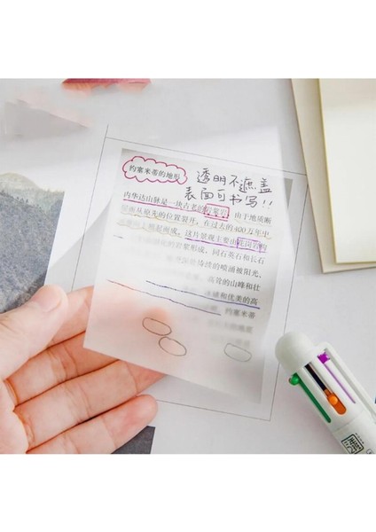 Şeffaf Renkli Postit Yapışkan Post-It Not Kağıdı Karenot 5 Li Set-2