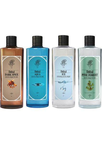 Kolonya Aqua 250 ml + Dark Spice 250 ml + Ice 250 ml + Pine 250 ml