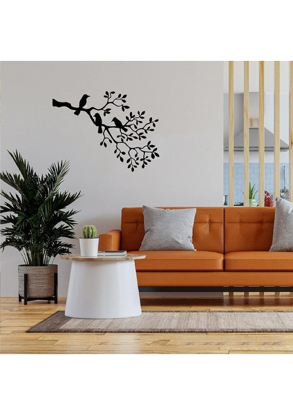 Dal ve Kuşlar Metal Duvar Dekoru (49CM x 23CM)