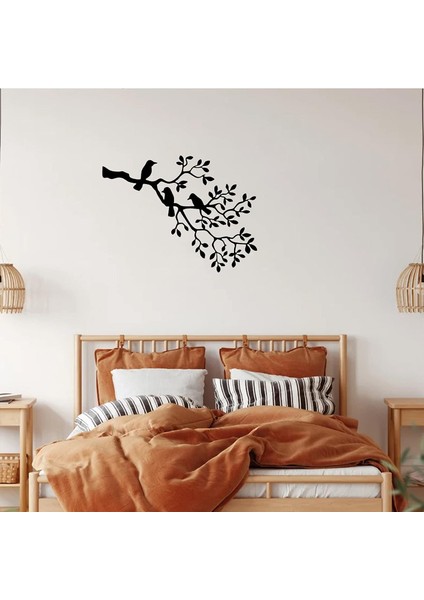 Dal ve Kuşlar Metal Duvar Dekoru (49CM x 23CM)