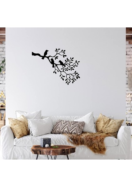 Dal ve Kuşlar Metal Duvar Dekoru (49CM x 23CM)