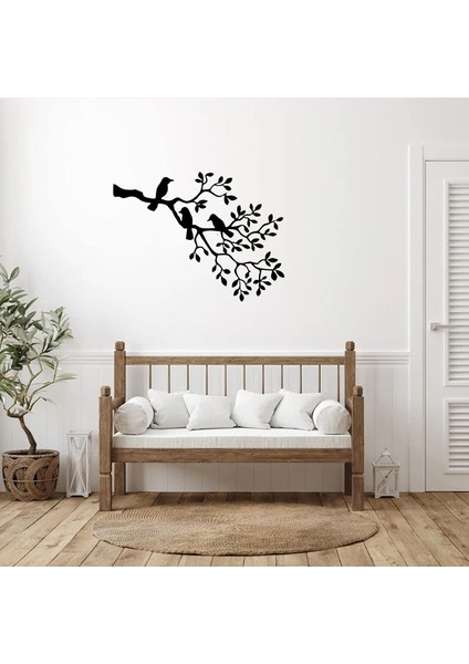 Dal ve Kuşlar Metal Duvar Dekoru (49CM x 23CM)