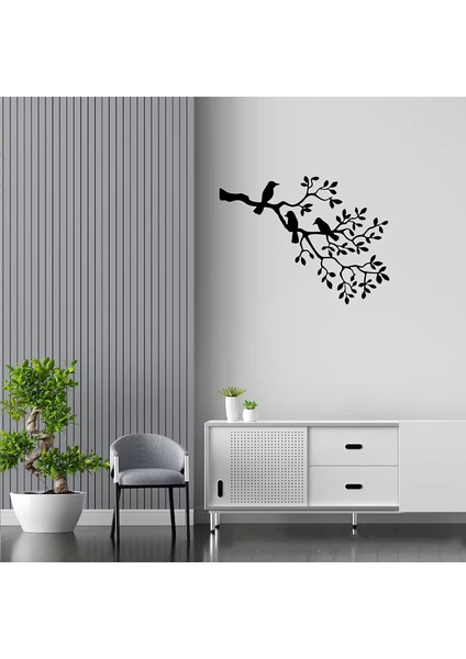 Dal ve Kuşlar Metal Duvar Dekoru (49CM x 23CM)