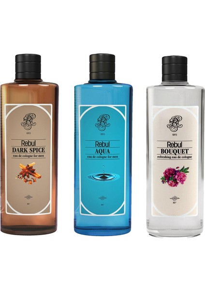 Kolonya Aqua 250 ml + Dark Spice 250 ml + Bouquet 250 ml