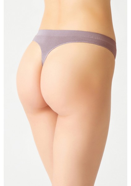 Mor Fitilli Seamless Tanga Külot Ribbed Thong modelleri