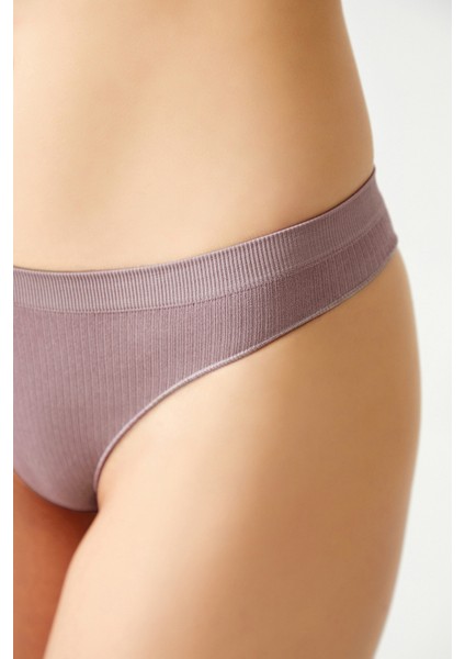 Mor Fitilli Seamless Tanga Külot Ribbed Thong fırsatları