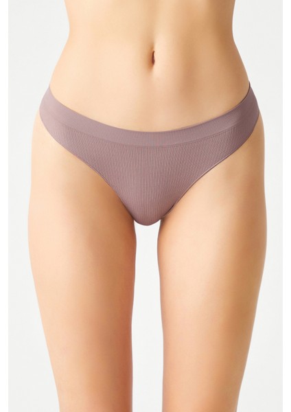 Mor Fitilli Seamless Tanga Külot Ribbed Thong fiyatları