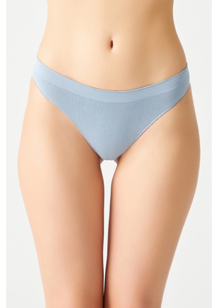 Los Ojos Mavi Fitilli Seamless Tanga Külot Ribbed Thong