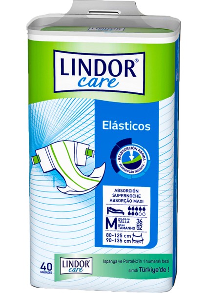 Lindor Care 7 Damla Orta Boy Medium Bağlamalı Hasta Bezi 40'lı Paket