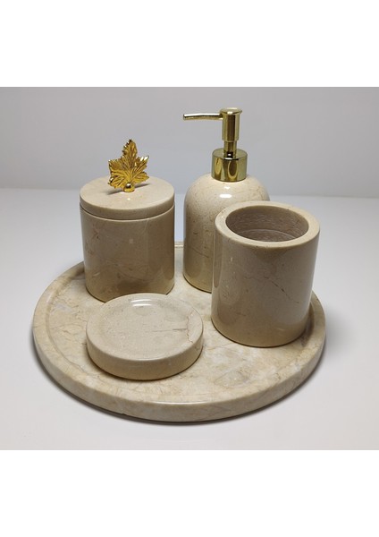 Mermer 7parça Banyo Seti Bej Gold Detaylı fiyatları