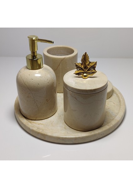 Mermer 7parça Banyo Seti Bej Gold Detaylı modelleri