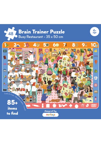Brain Trainer Puzzle: Busy Restaurant 48 Parça Yapboz, Bulma, Sayma ve Eşleştirme Oyunu