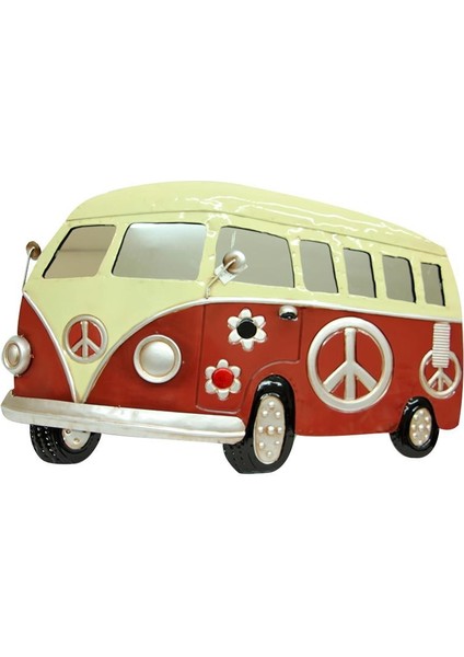 Minibüs Pano Kırmızı Vintage Dekoratif Ev Ofis Hediyelik