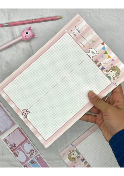 Kağıt Gemi Dükkan Sevimli Kız Pembe B5 Not Defteri / Scrapbook / Planlayıcı / Notebook / Bullet Journal