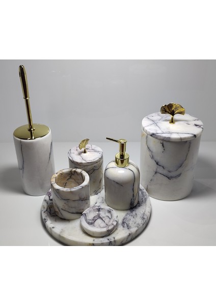 Mermer 7parça Banyo Seti Menekşe Gold Detay