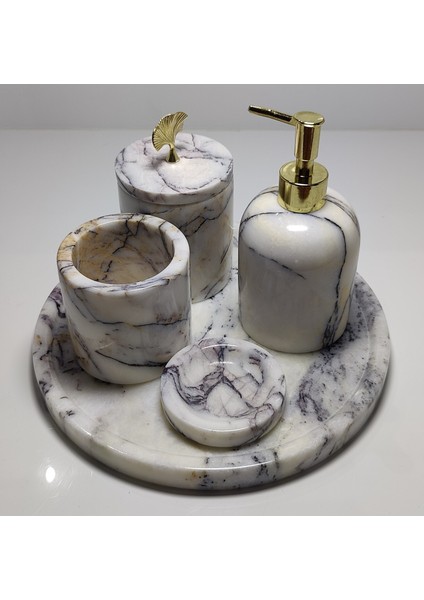 Mermer 7parça Banyo Seti Menekşe Gold Detay fiyatları