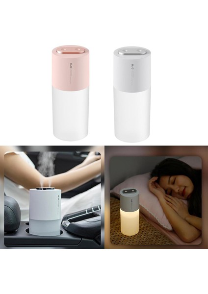 Hava Nemlendiricileri W/gece Işık Alkol Püskürtücü Masa Masası Çift Sprey 400ML USB Şarj Edilebilir Pembe (Yurt Dışından)