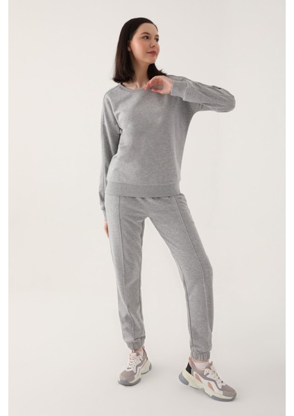 Simple Stylish Gri Kadın Eşofman Takımı