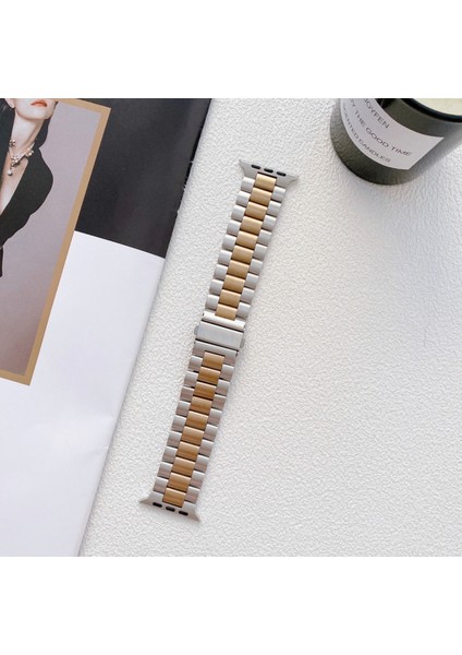 Bushco Store Apple Watch Rose Gold-Gümüş Çelik Kordon 38-40-41 mm