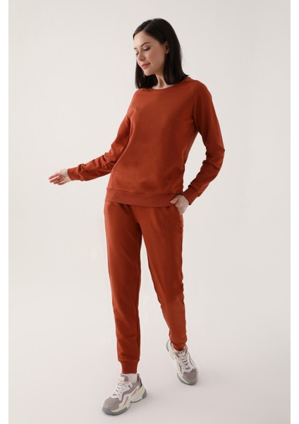Simple Style Koyu Kahverengi Kadın Eşofman Takımı