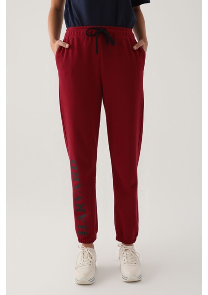 Bordo Kadın Eşofman Altı