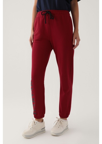 Bordo Kadın Eşofman Altı modelleri