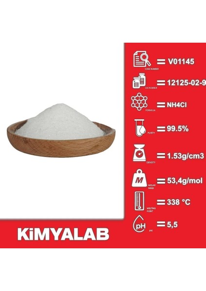 Amonyum Klorür 1 Kg/HDPE Şişe - (Cas No : 12125-02-9) - Saflık: %99.5 fiyatları