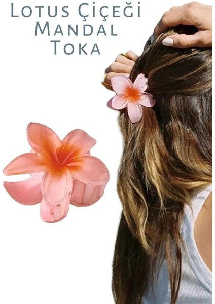 Lotus Mandal Saç Tokası Akrilik Parlak (Somon)